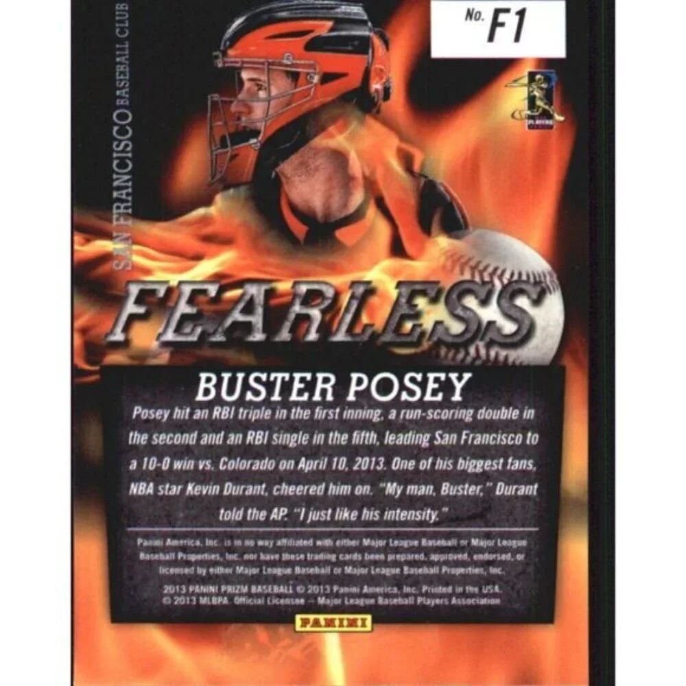 2013 Panini Prizm Buster Posey Fearless Insert Card #1 San Francisco Giants